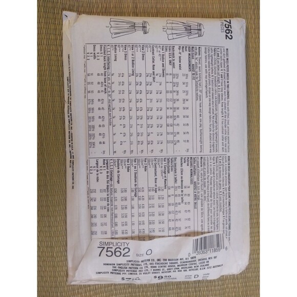 Vintage 90's Gunne Sax Dress Sewing Pattern #7562 Sizes 11-14-16 Simplicity - Picture 3 of 3